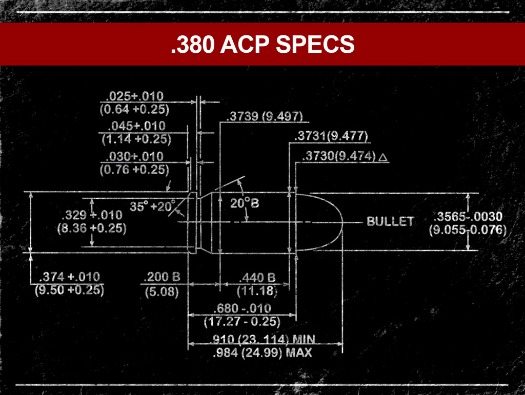 diagram showing the specs of the 380 acp bullet a diagram showing the specs of the 380 acp bullet