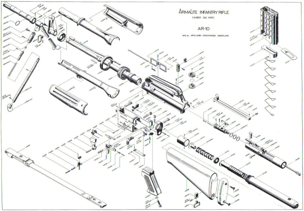 a schematic of the armalite ar10 rifle