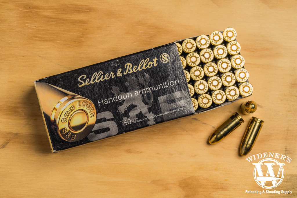 sellier & bellot 9mm 115gr ammo practice ammo photo of sellier & bellot 9mm 115gr ammo on a sheet of plywood