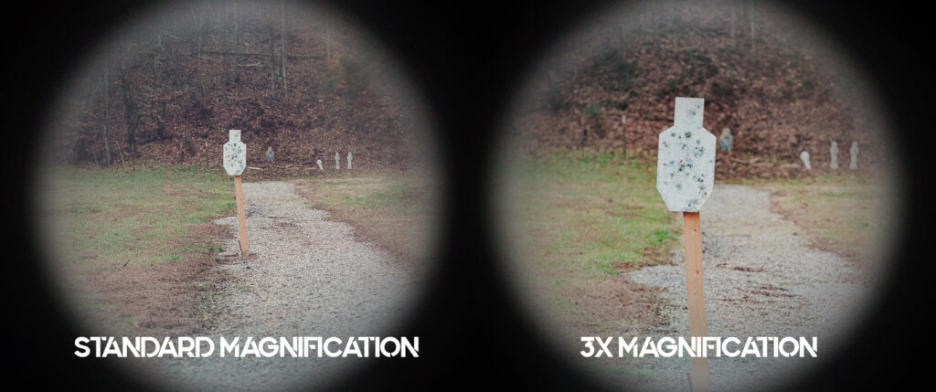 comparing standard magnification to 3x magnification a photo comparing standard magnification to 3x magnification