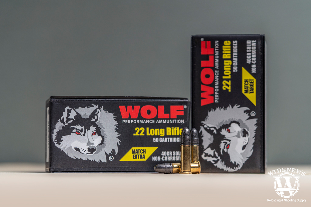 a photo of wolf match extra 22lr rimfire ammo
