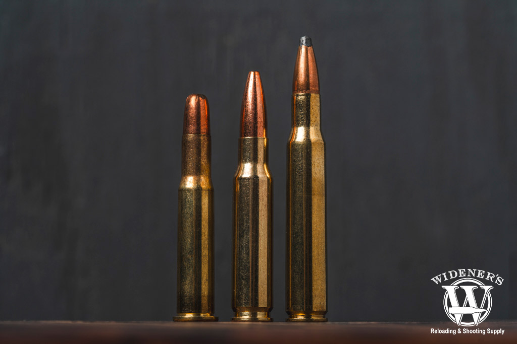 a photo comparing the 30-30 win, 308 win, and 30-06 springfield cartridges