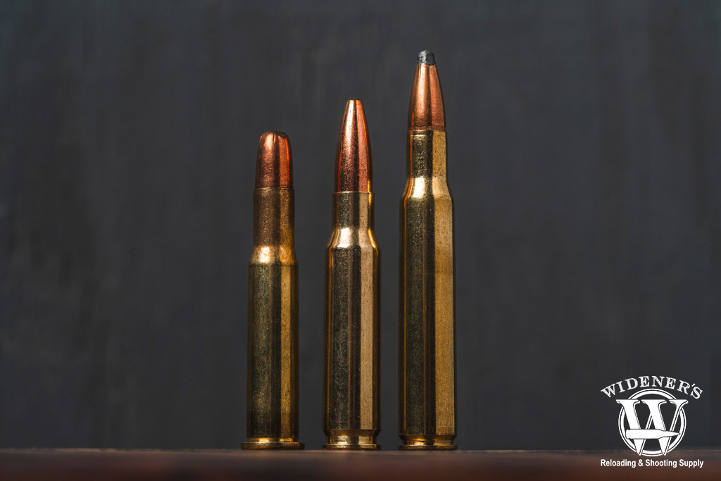 comparing the 30-30 win, 308 win, and 30-06 springfield cartridges a photo comparing the 30-30 win, 308 win, and 30-06 springfield cartridges