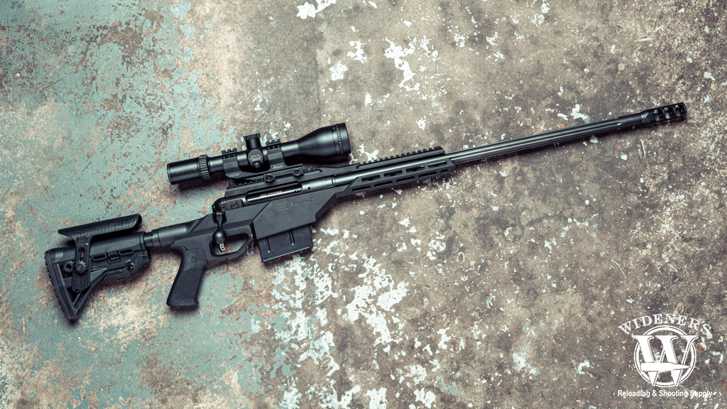 bolt action precision rifle with muzzle brake a photo of a bolt action precision rifle with muzzle brake