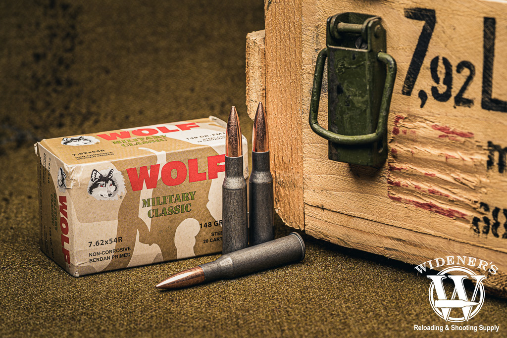 wolf 7.62x54r 148gr FMJ best mosin nagant ammo a photo of wolf 7.62x54r 148gr FMJ best mosin nagant ammo