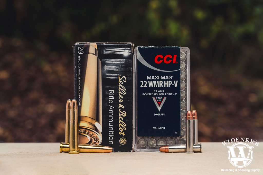 comparing Sellier & Bellot 22 hornet to cci 22 wmr hp+V a photo comparing Sellier & Bellot 22 hornet to cci 22 wmr hp+V