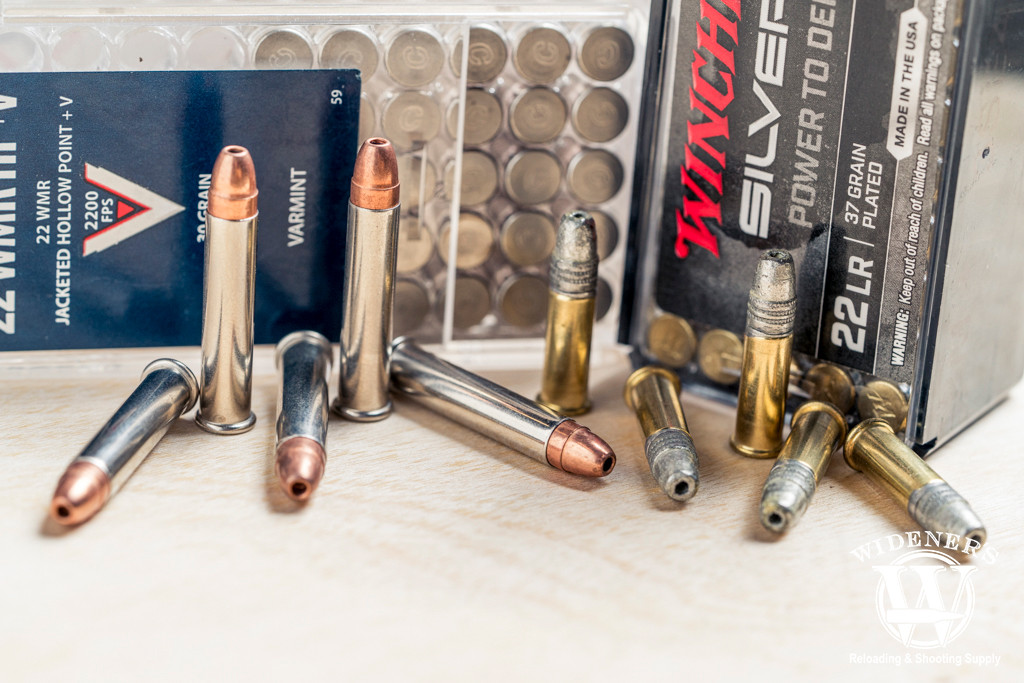 comparing 22 WMR VS 22LR ammo a photo comparing 22 WMR VS 22LR ammo