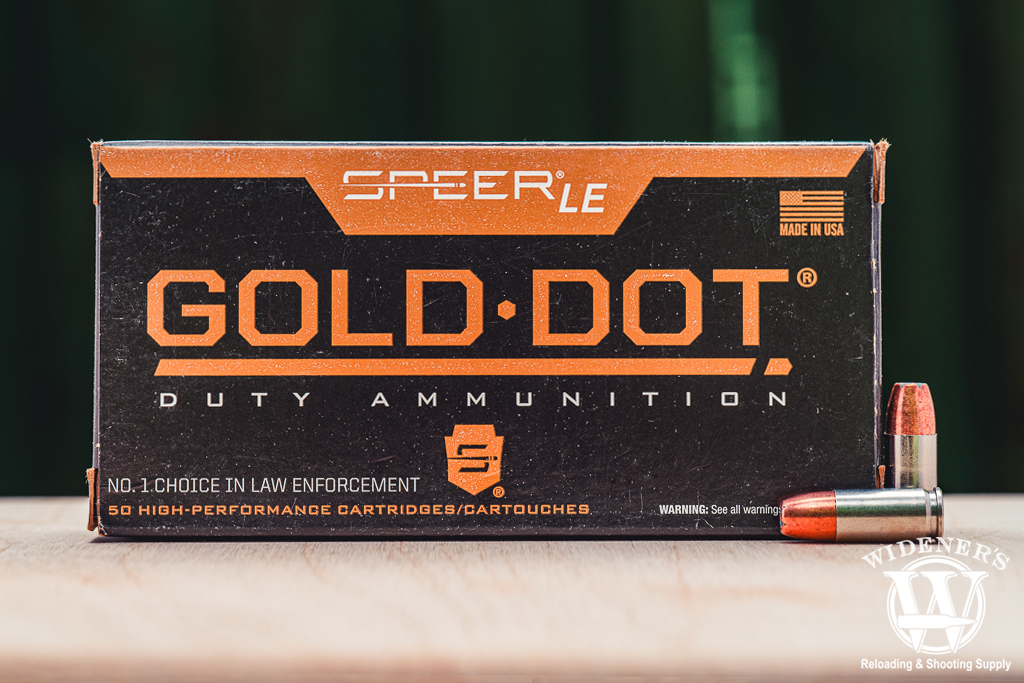 a photo of Speer Gold Dot LE 9mm 147 Grain JHP ammo