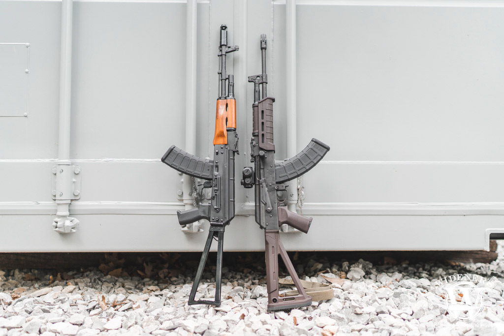 a photo comparing the AK-47 VS AK-74 semi auto rifles