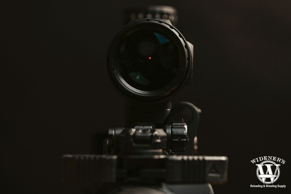 looking through a red dot magnifier optic a photo looking through a red dot magnifier optic