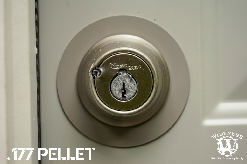 a photo of a door shot with a .177 pellet gun