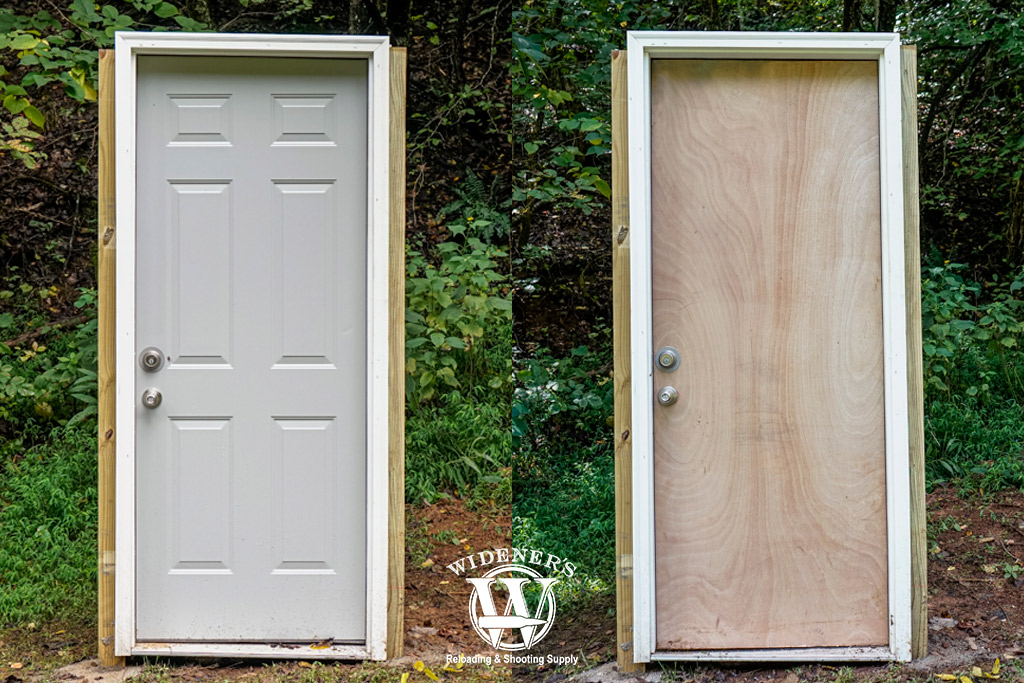 a photo of a steel door and a wooden door