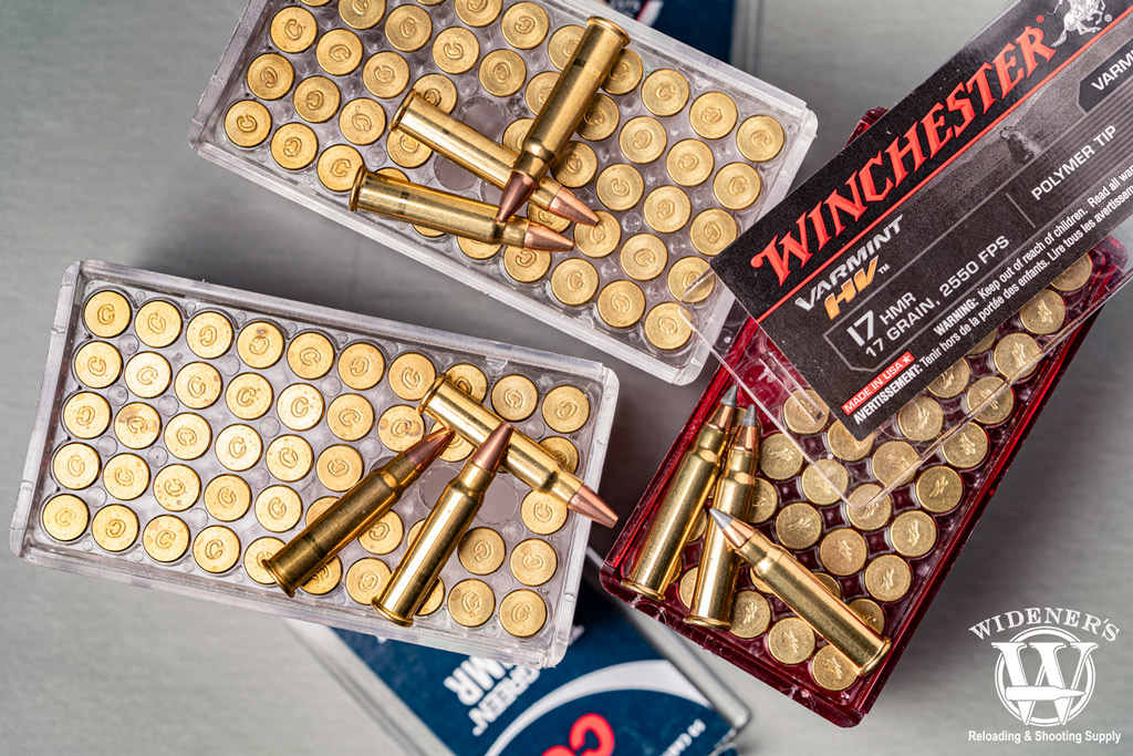 comparing 17 HMR VS 22LR ammo types a photo comparing 17 HMR VS 22LR ammo types