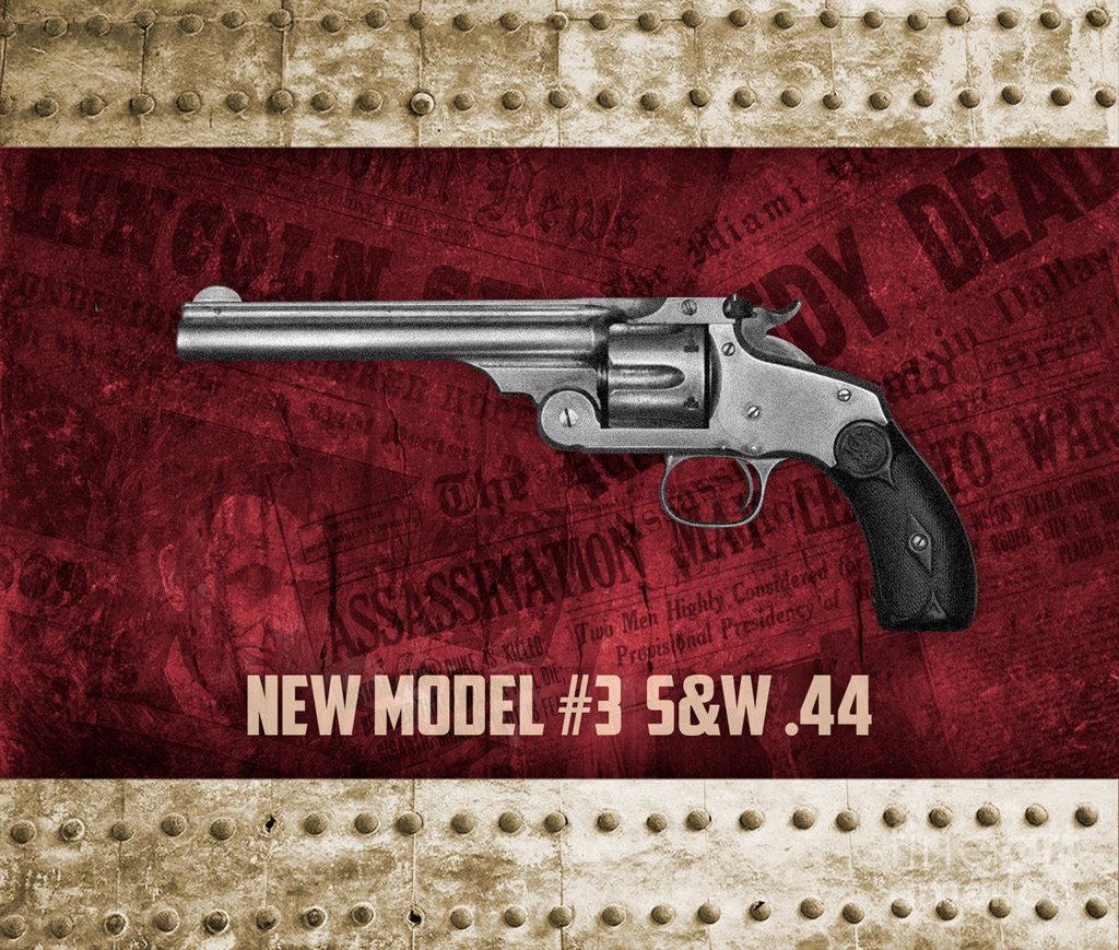 Model No. 3 single-action .44 caliber Smith & Wesson revolver a photo of New Model No. 3 single-action .44 caliber Smith & Wesson revolver used to kill jesse james famous assassinations