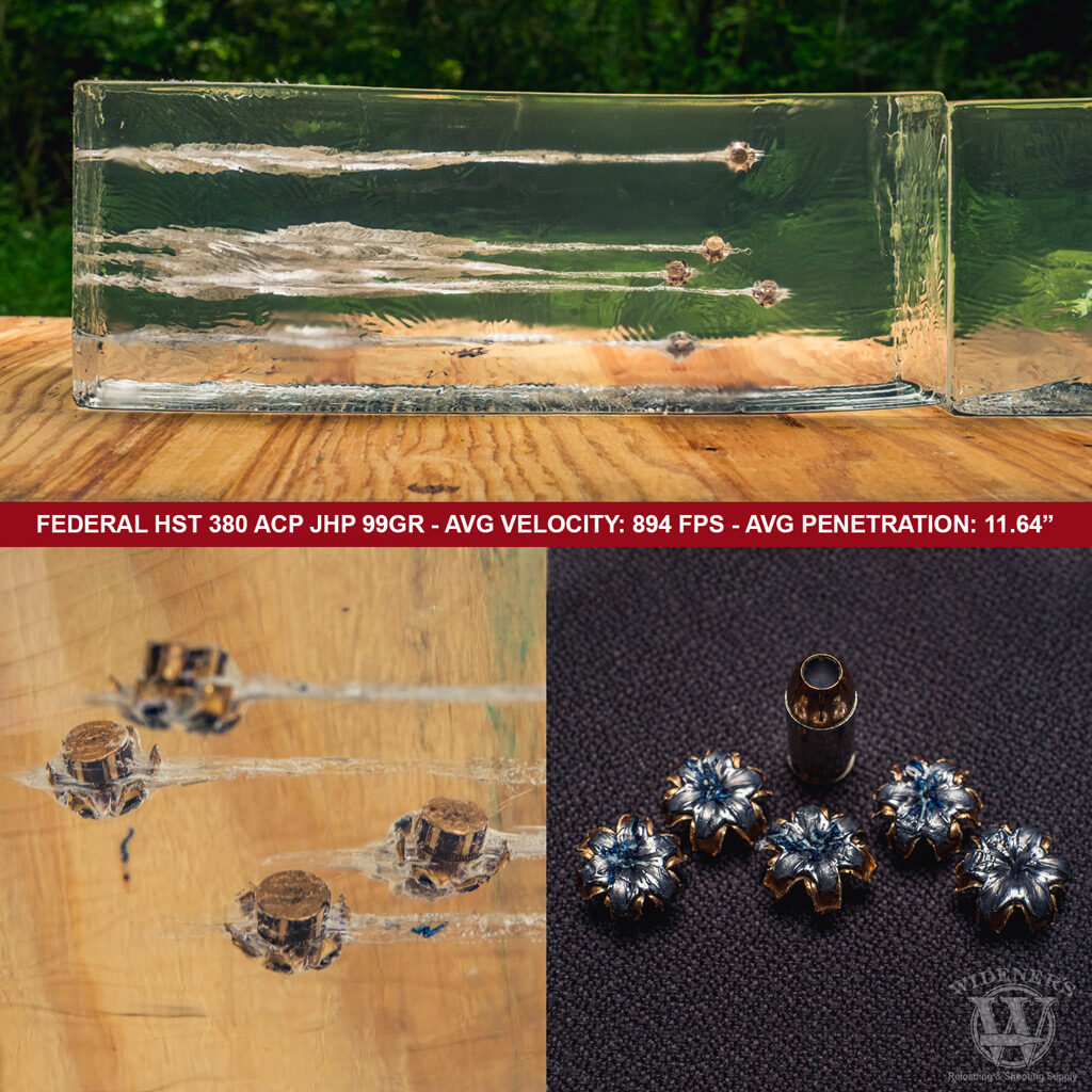 a ballistic gel test comparing federal HST ammo in the glock 42 vs 43