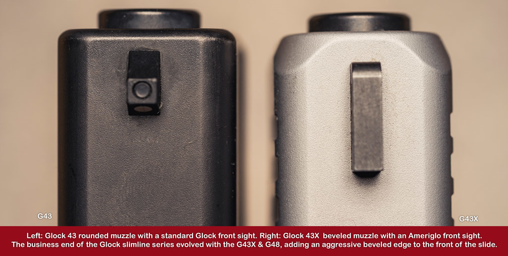 comparison of the muzzle and barrel of the glock 43 vs 43x pistols a comparison of the muzzle and barrel of the glock 43 vs 43x pistols
