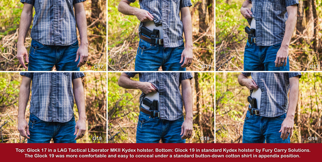 a photo comparing the glock 17 vs 19 for concealed carry