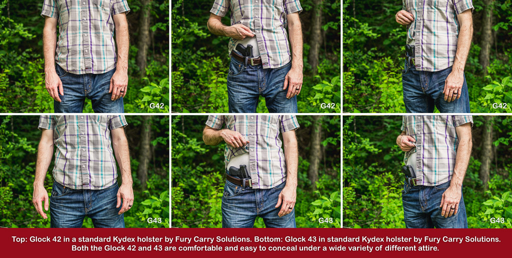 a photo comparing the glock 42 vs 143 for concealed carry