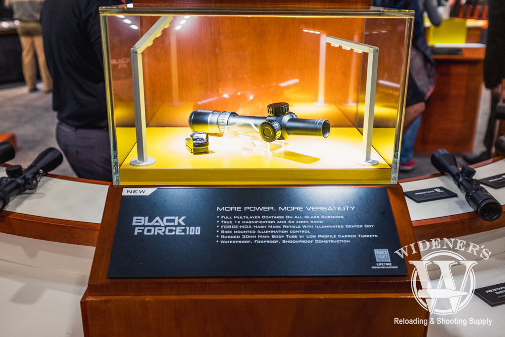 the nikon Black Force 100 1X 6x24 scope at shot show 2019 photo of the nikon Black Force 100 1X 6x24 scope at shot show 2019