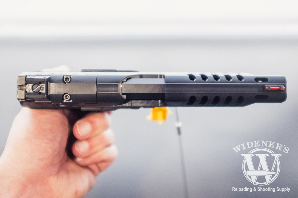 steel frame Walther Q5 Match pistol at shot show 2019 photo of steel frame Walther Q5 Match pistol at shot show 2019