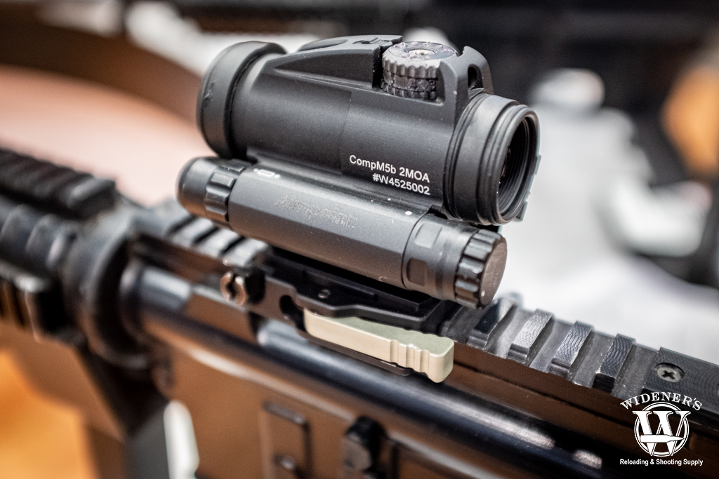 Aimpoint CompM5b red dot optic photo of the Aimpoint CompM5b red dot optic