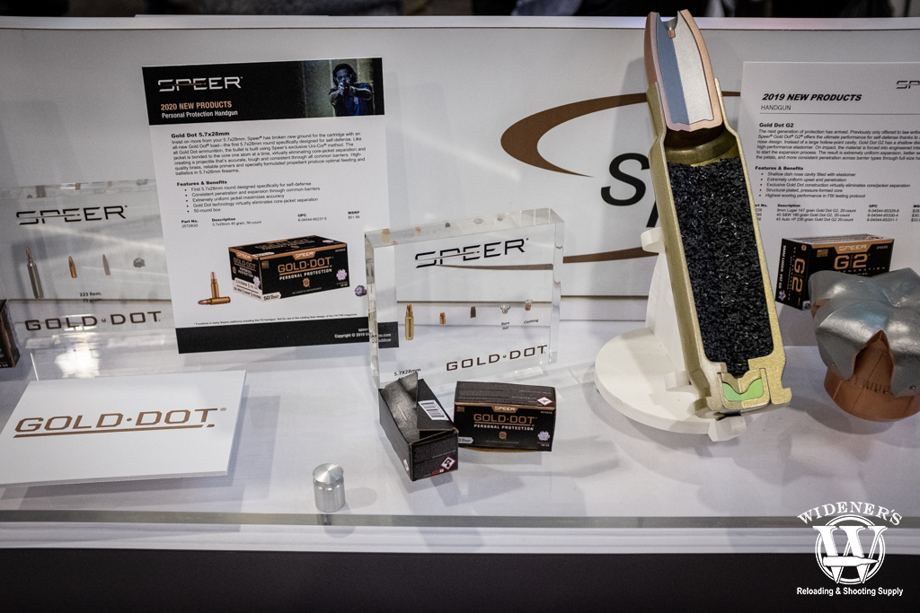 speer Gold Dot 5.7x28mm cartridge photo of the new speer Gold Dot 5.7x28mm cartridge at shot show 2020