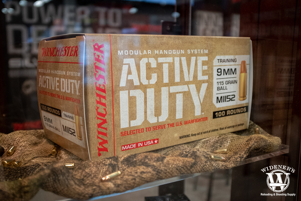 winchester active duty 9mm M1152 115gr FMJ ammo photo of winchester active duty 9mm M1152 115gr FMJ ammo