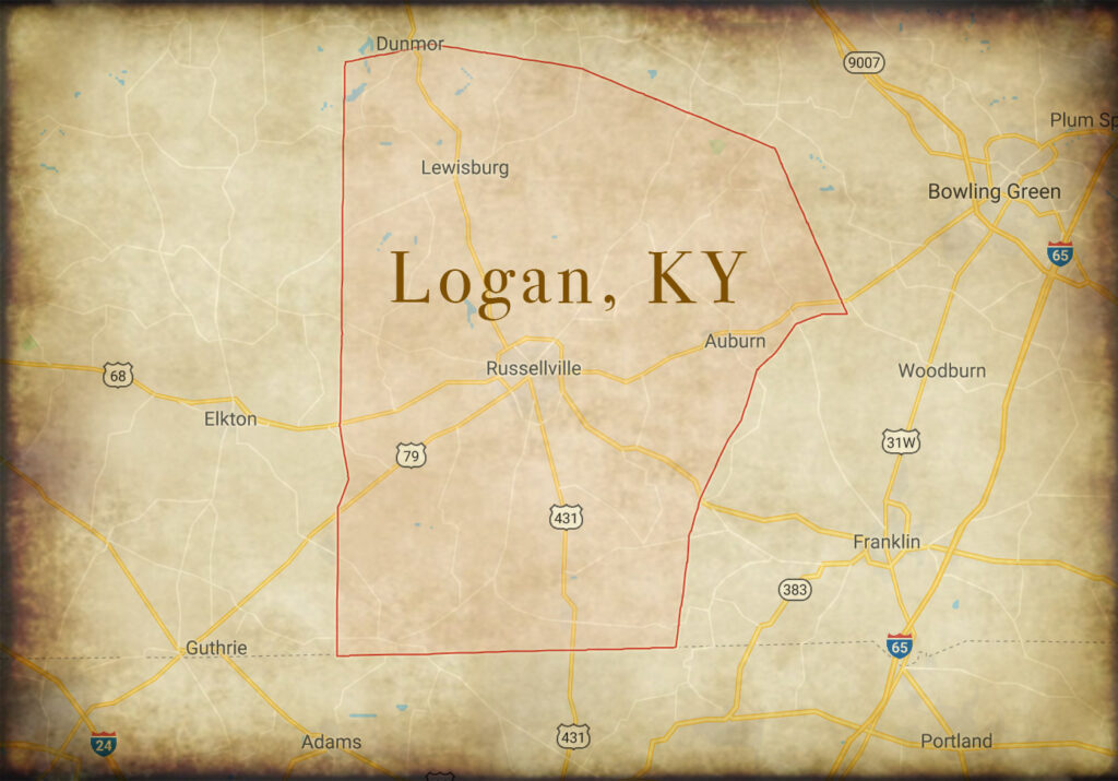 map of logan kentucky A map showing the location of a famous duel in Logan, Kentucky.