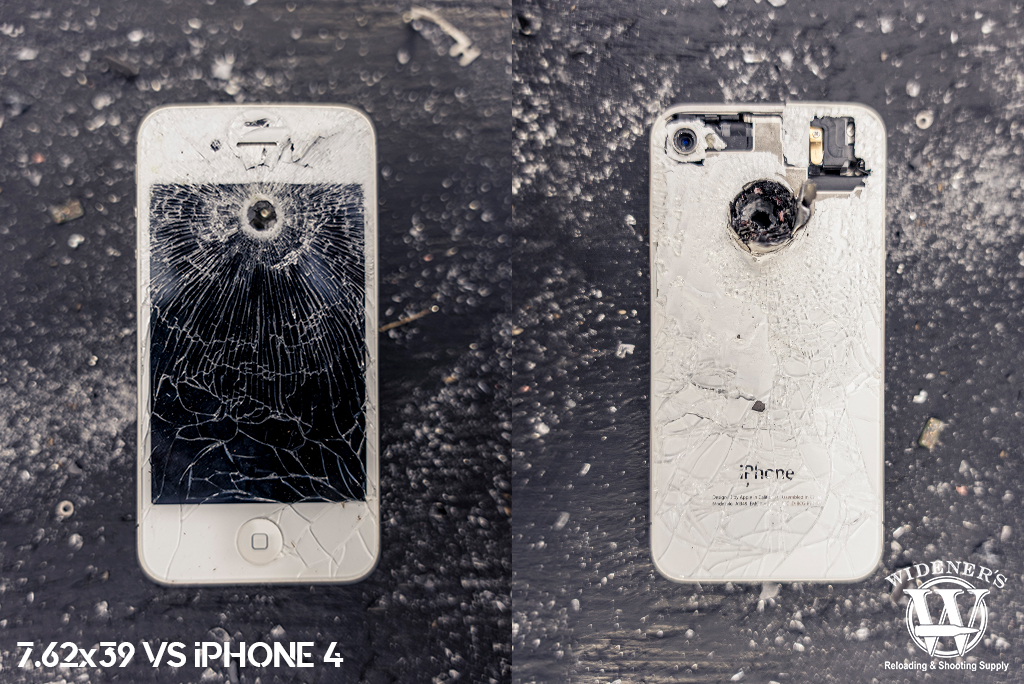 7.62x39 VS iPhone a photo depicting if a cell phone stop a bullet 7.62x39 VS iPhone