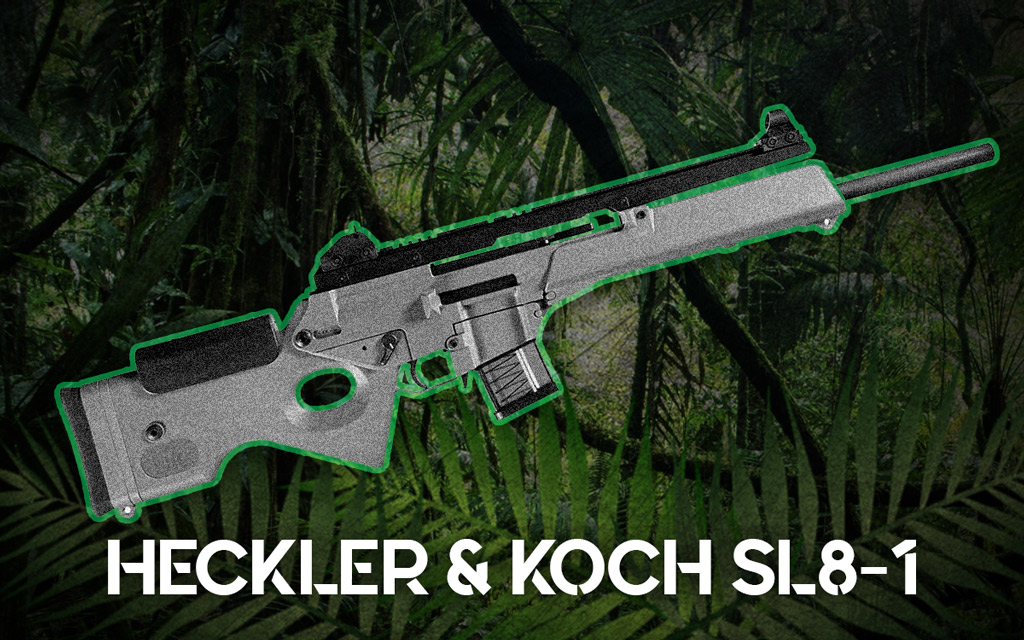 a photo of the Heckler & Koch SL8-1 guns of jurassic park