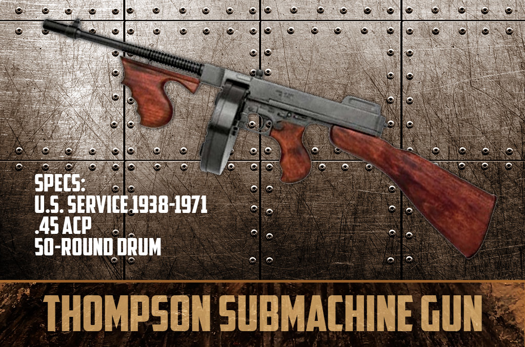 a photo of world war II thompson sub machine gun