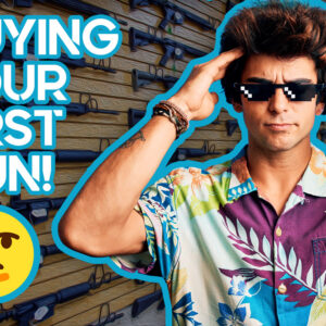 a photo of cool guy showing how to buy your first gun