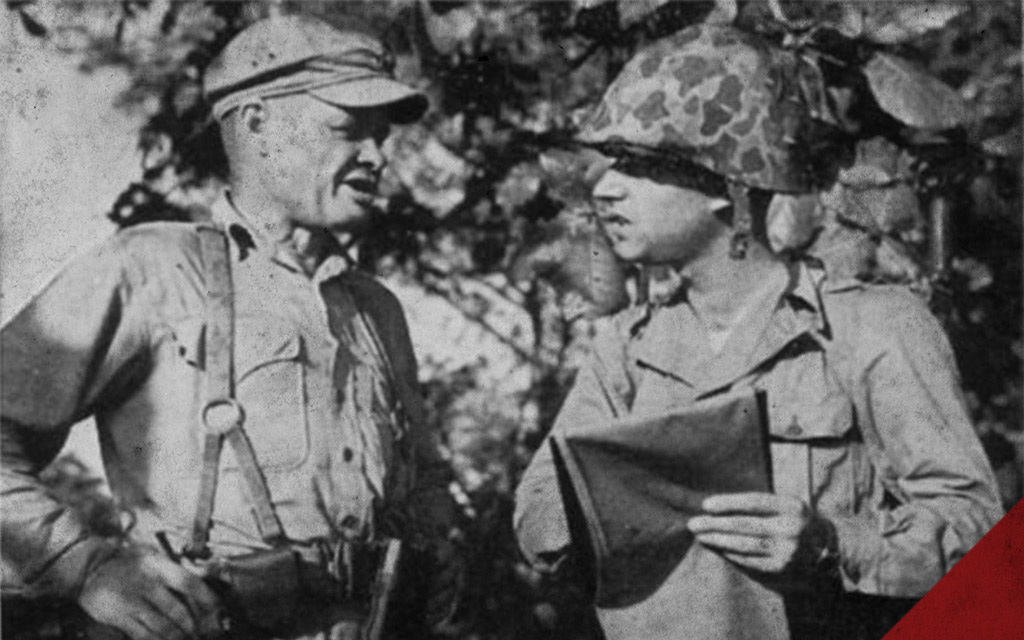 chesty puller with a marine a photo of chesty puller with a marine
