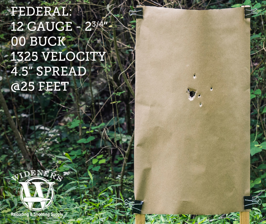 federal 12 gauge 00 buck shot shotgun ammo photo of 12 gauge shotgun target shot with 00 buck shot