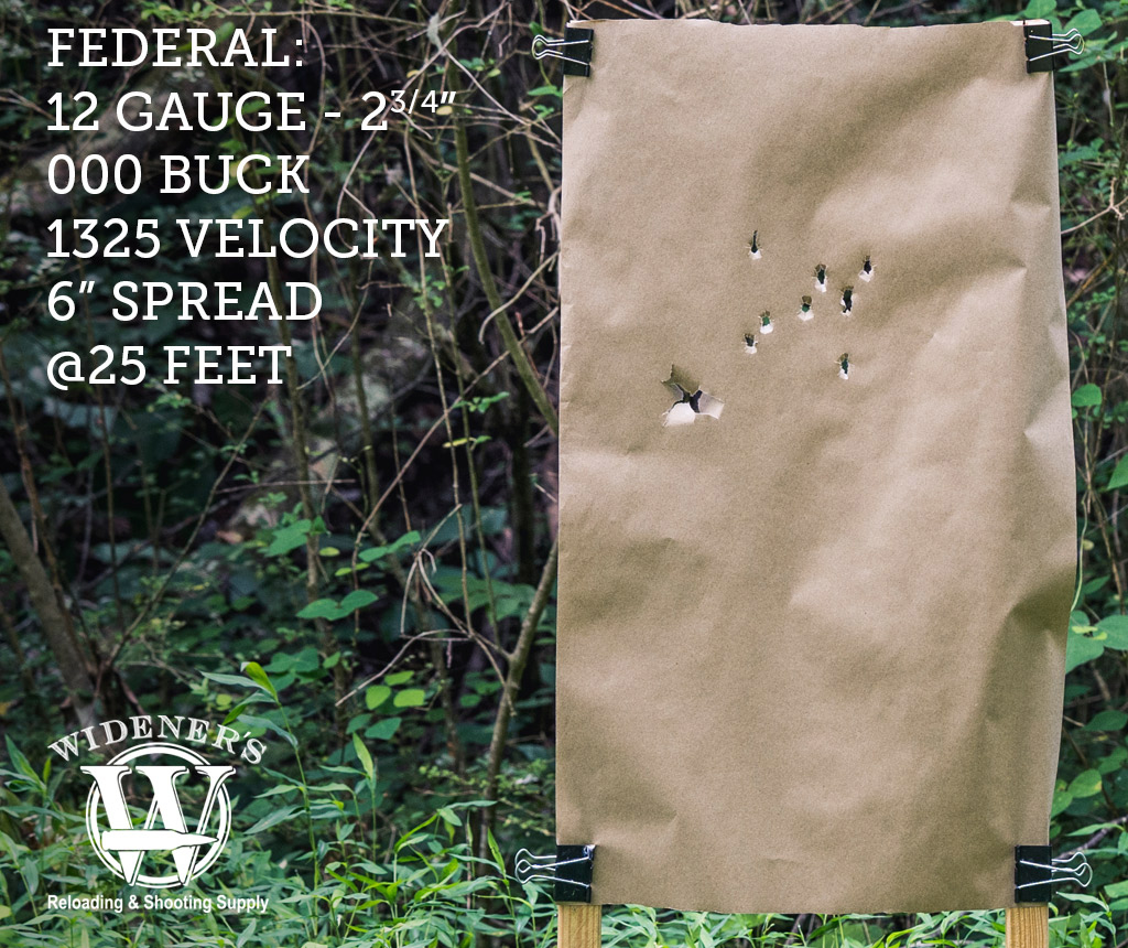 federal 12 gauge 000 buck shot ammo photo of 12 gauge shotgun target shot with 000 buck shot