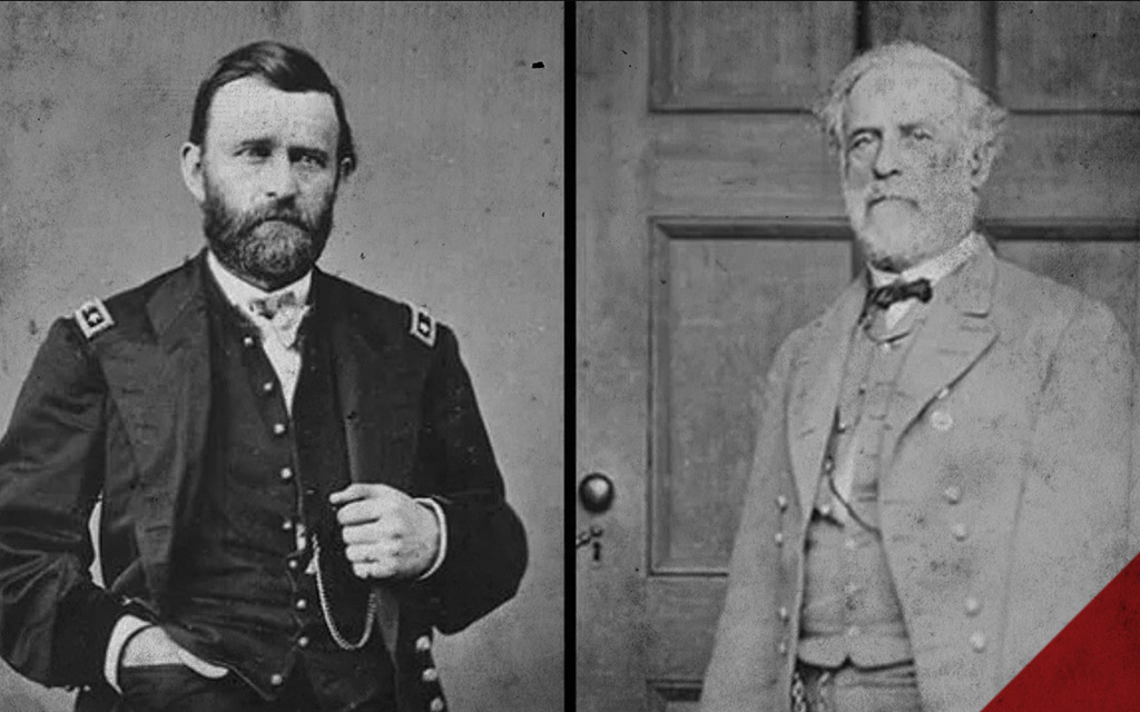 a historical photo of general robert e lee and ulysses s grant