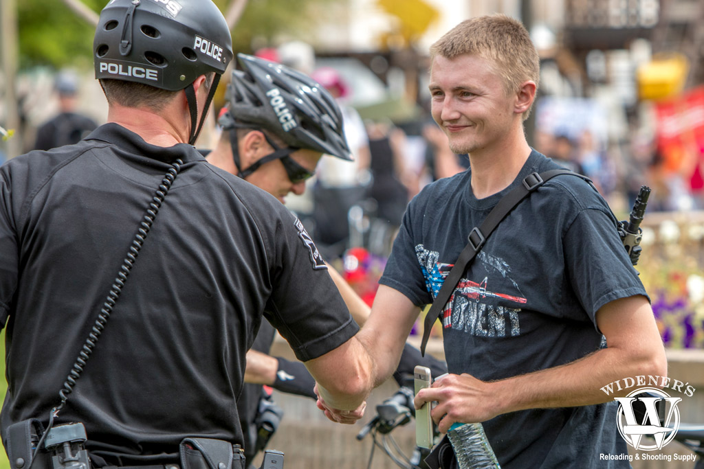 a photo of a man exercising responsible open carry