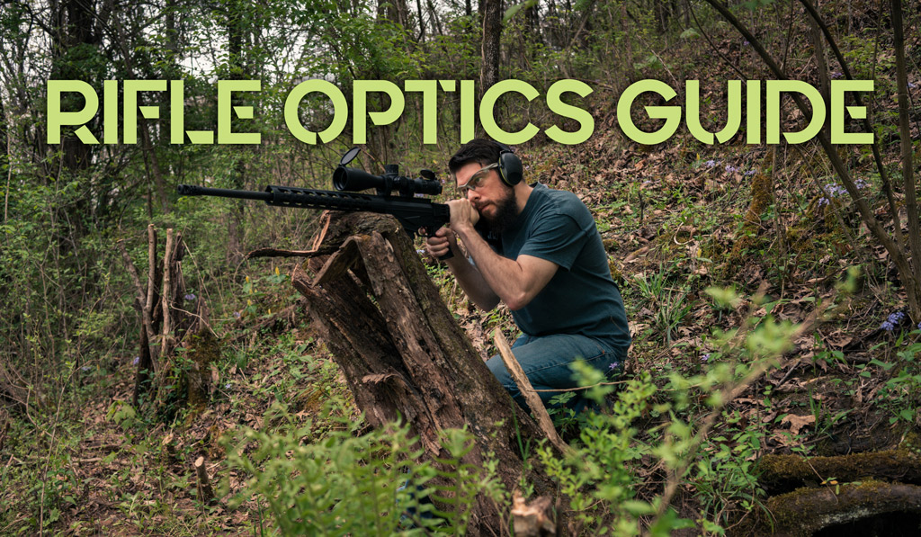 a man shooting with rifle optics