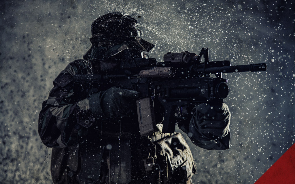 a socom operator in the rain a photo of a socom operator in the rain