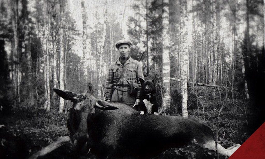 a photo of Simo Häyhä hunting a moose