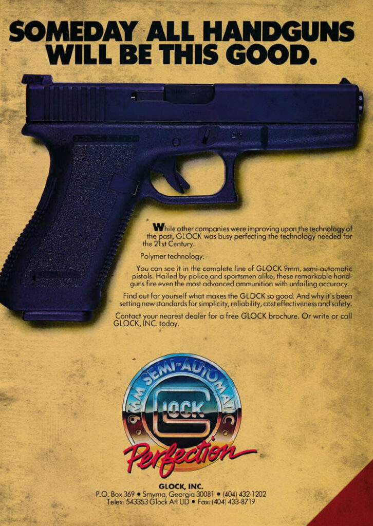a vintage glock print ad a photo of a vintage glock print ad