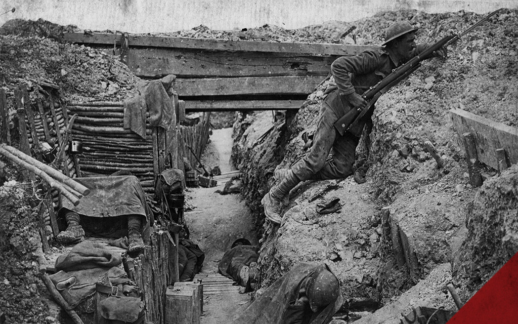 historical photo depicting WWI trenches a historical photo depicting WWI trenches
