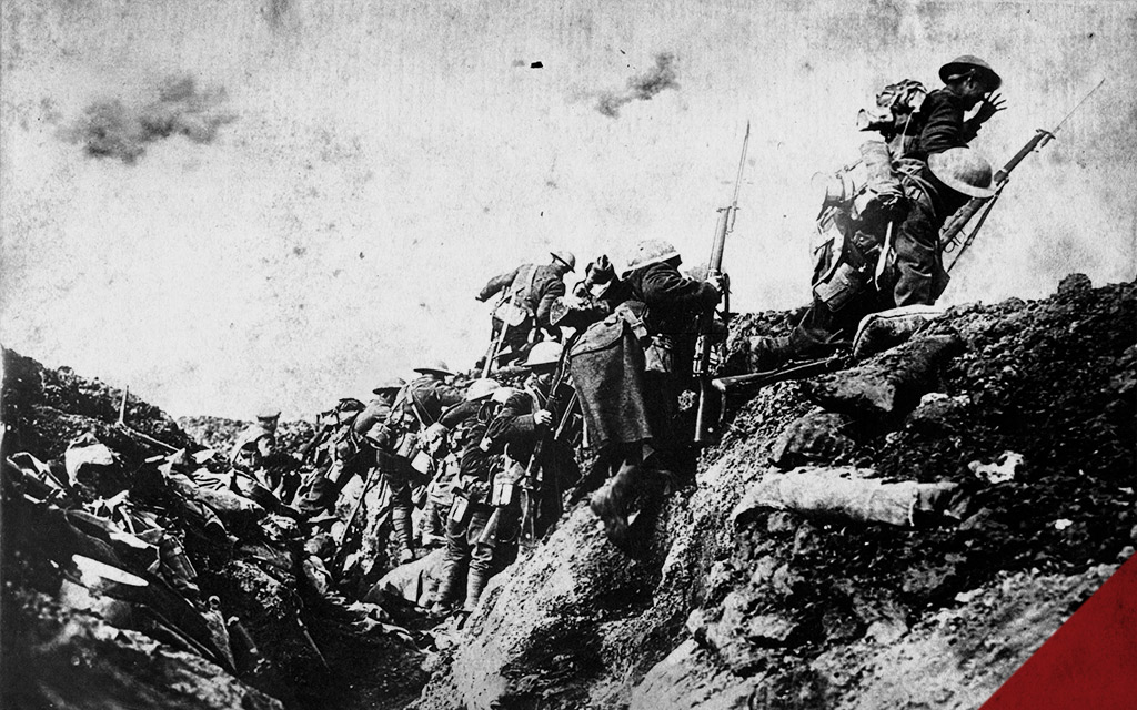 a photo of the trenches of WWI