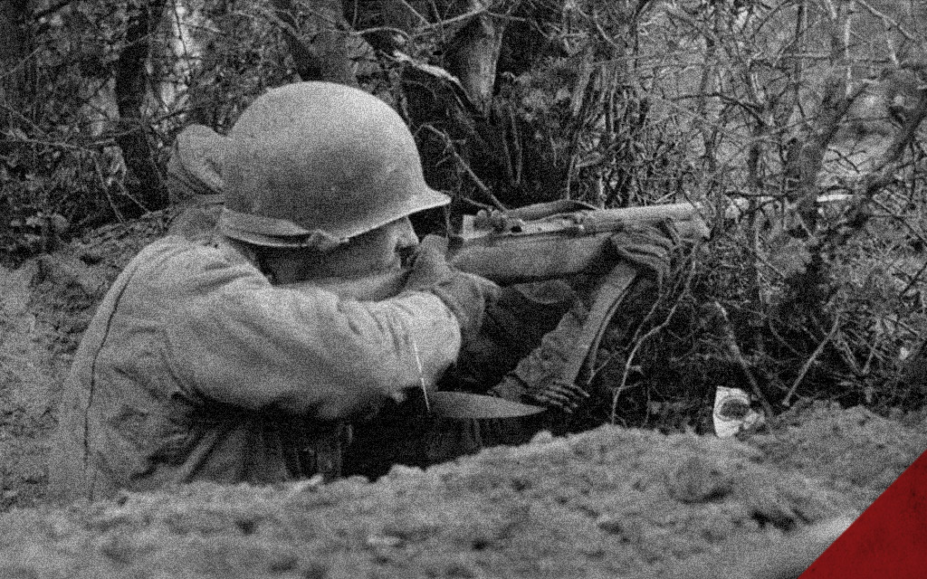 soldier using a m1 garand in battle a historical photo of a soldier using a m1 garand in battle