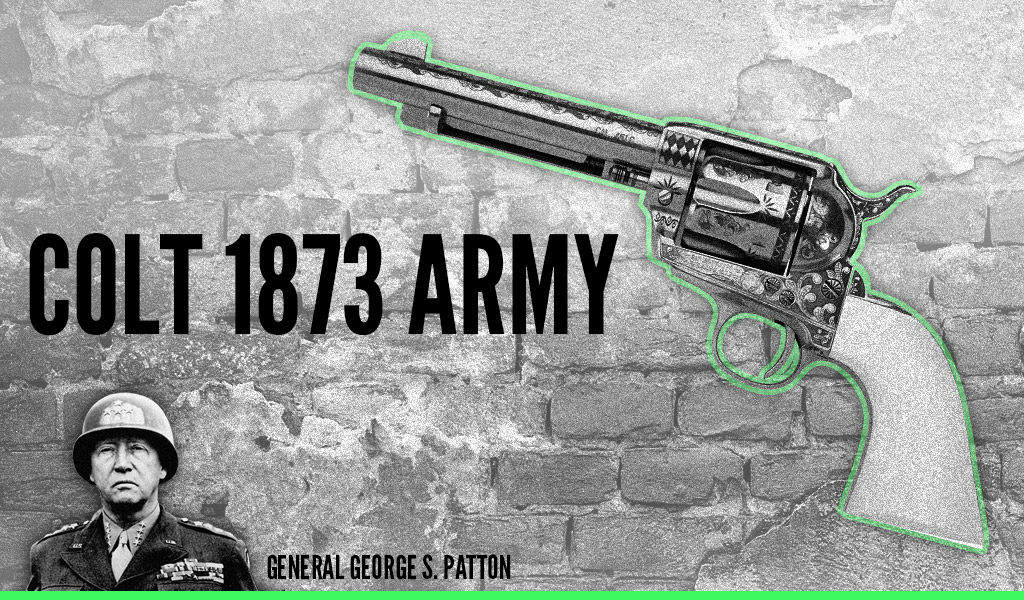 colt 1873 army revolver handguns of World War II General George S. Patton a photo of a colt 1873 army revolver handguns of World War II