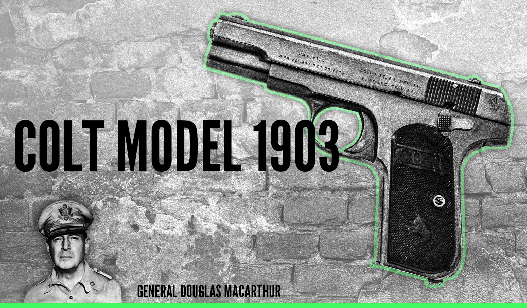colt model 1903 semi automatic pistol General Douglas MacArthur a photo of the colt model 1903 semi automatic pistol