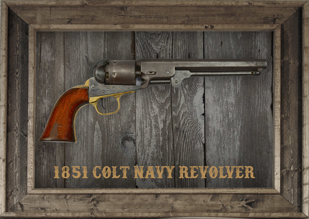 the 1851 colt navy revolver photo of the 1851 Colt Navy Revolver in a frame