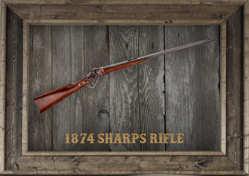the 1874 sharps rifle photo of the 1874 sharps rifle in a frame